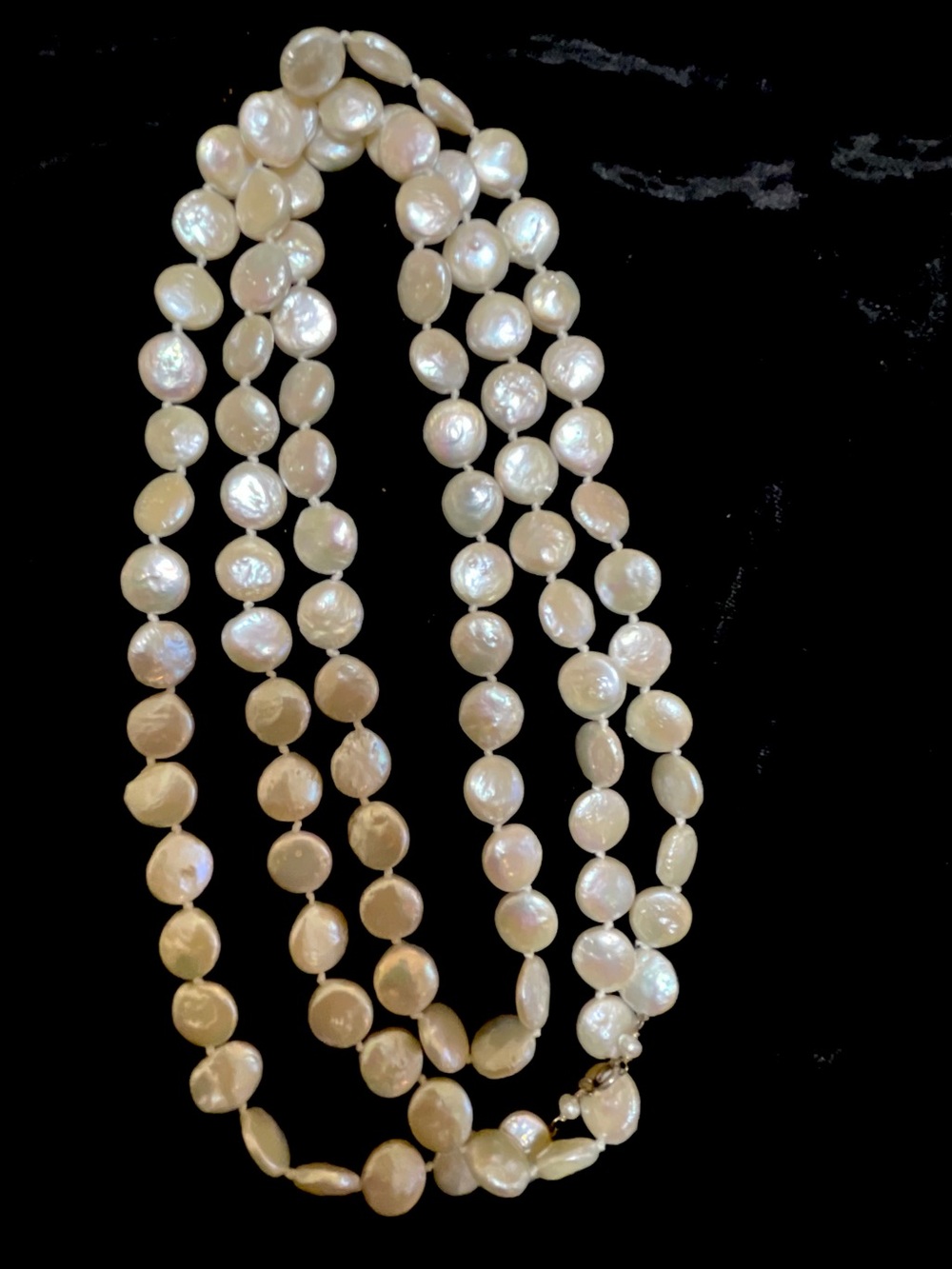 Vintage 97 individual Coin Pearls. 27”  Strand Necklace - Women's Jewelry